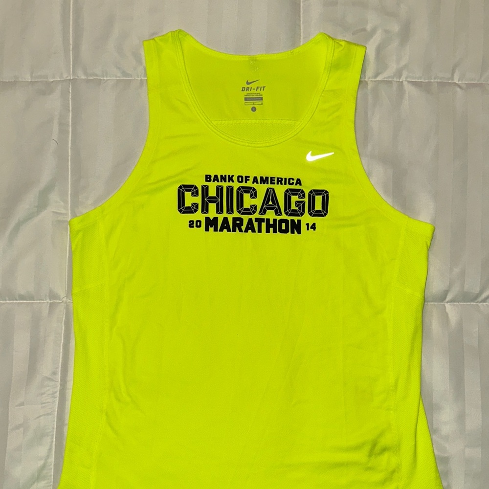 Nike Bright Yellow Chicago Marathon Tank 2014